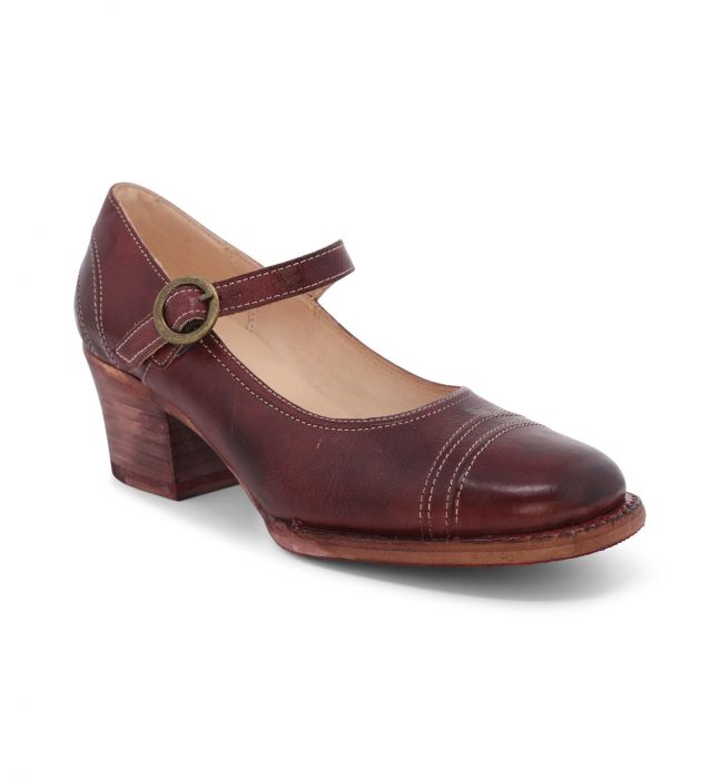 (image for) Twigley Dark Scarlett Leather Shoes with Strap & Buckle